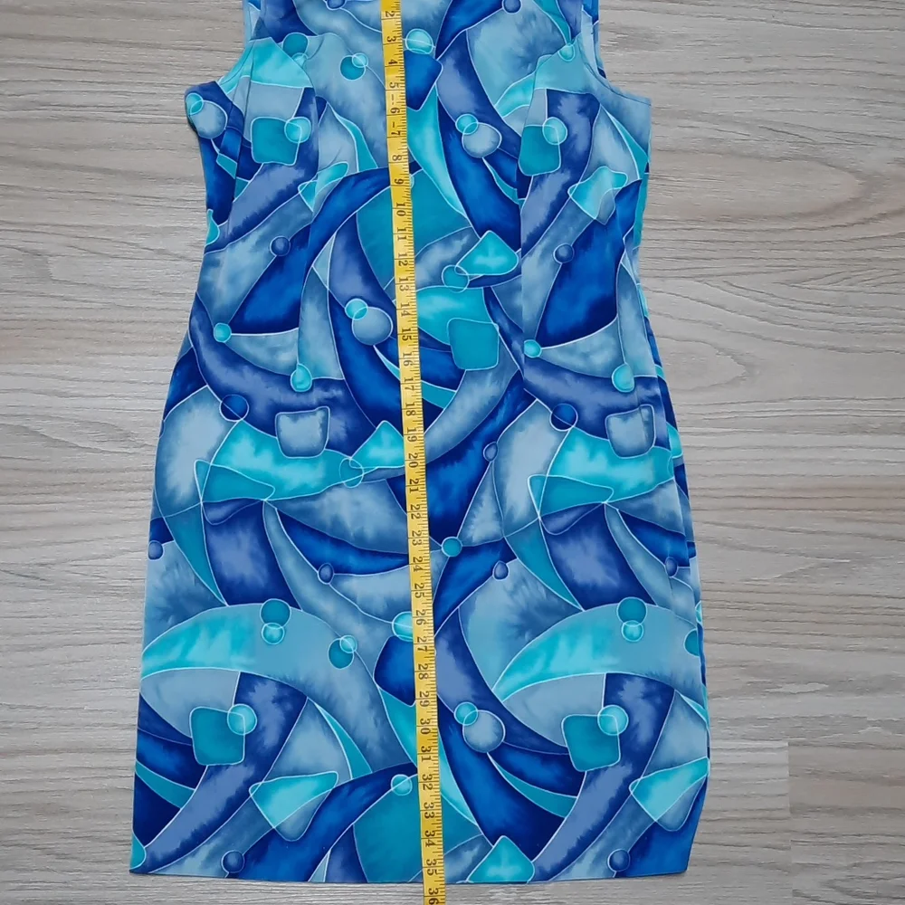 Chad's Place vintage blue fun print dress size 12 - Picture 4 of 6